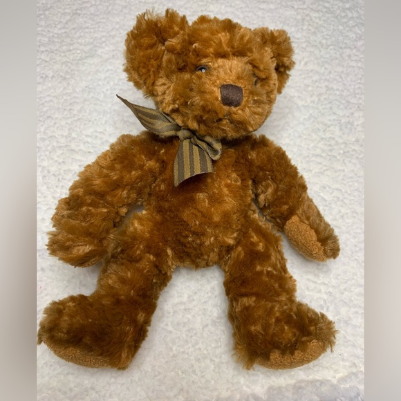 Brown Plush Teddy Bear With Brown Neck Ribbon Bow Stuffed Animal Bear Plush - Picture 5 of 5